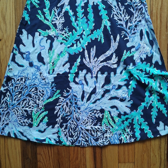 Lilly Pulitzer Raina Dress Deep Indigo Swish Sway Green Navy White Knee Purple S - Picture 14 of 16